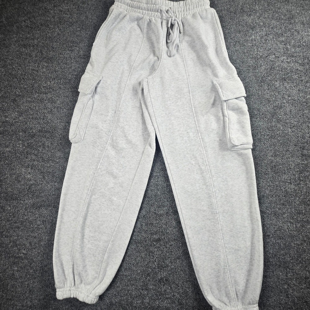 Better Together Cargo Sweatpants Womens M Grey Fleece Joggers Seam Detail (B6)